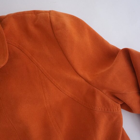 Vintage Conrad C Burnt Orange Faux Suede Zip Up Blazer Jacket 16 - Picture 7 of 16